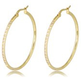 Gouden oorbellen kristal zirkonia 40mm x 2mm - Gouden oorringen met kristal steentjes 40mm - Met luxe cadeauverpakking