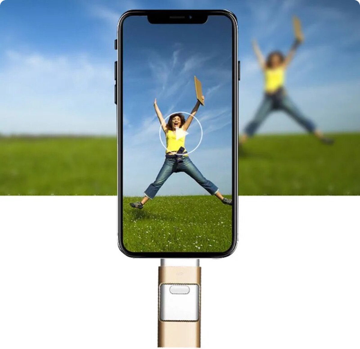 LESOGE MFi-gecertificeerde USB-stick, 256 GB voor iPhone, 3-in-1 USB- geheugenstick, USB 3.0, USB-flashdrive, externe geheugenuitbreiding fotostick, USB C-stick voor iPhone/iPad/Android/PC/Mac