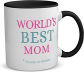 Akyol - world's best mom koffiemok - theemok - zwart - Mama - moeder - moederdag cadeautjes - verjaardagscadeau - kado - 350 ML inhoud