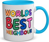 Akyol - world's best neighbour koffiemok - theemok - blauw - Buurman - beste buurman - verjaardagscadeau - kado - gift - 350 ML inhoud