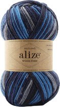 Sokkenwol Alize Wooltime - Easy & Comfy - Superwash - Blauw/Grijs/Zwart