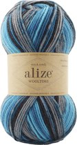 Sokkenwol Alize Wooltime - Easy & Comfy - Superwash - Turquoise/Blauw/Grijs