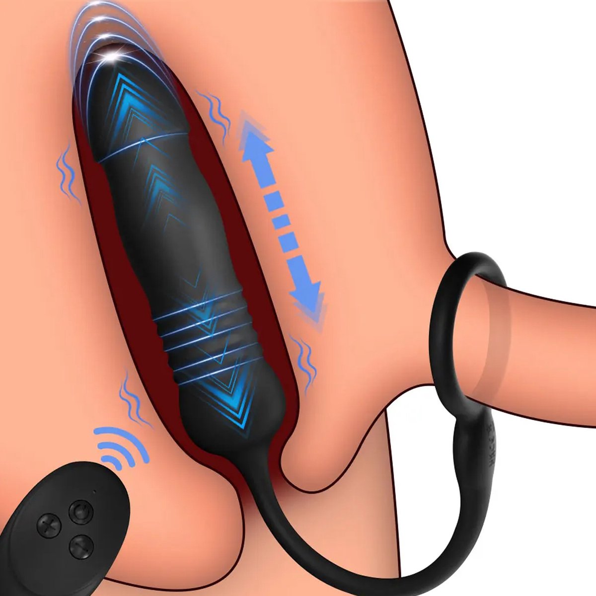 Goedkoopste Anale telescoop vibrator mannen - Inclusief cockring - Penisring en vibrator - Thursting vibrator - Heren - 6 vibratiestanden - USB Oplaadbaar - Afstandsbediening