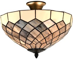 Lumilamp Plafondlamp Tiffany Ø 41x24 cm Grijs Glas