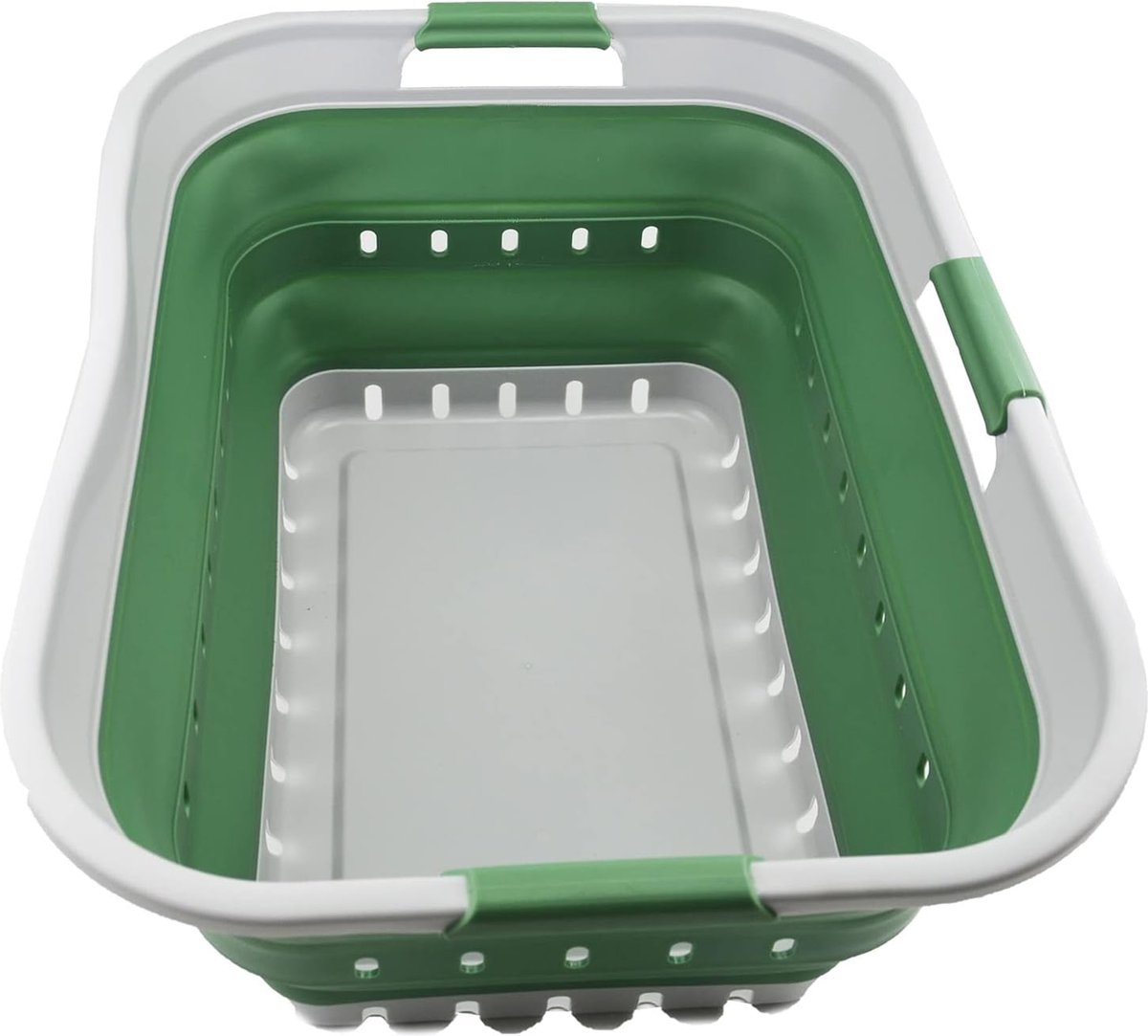 Goedkoopste 42L Opvouwbare Plastic Wasmand - Opvouwbare Pop-Up Opbergcontainer/Organizer - Draagbare Wasmand - Ruimtebesparende Wasmand (1, Grijs/Donker Zeegroen