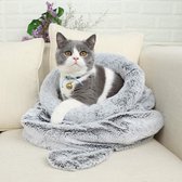PAWZ Road Kattenslaapzak fleece zachte zelfverwarmende wasbare kattenbedden knuffelzak deken mat kitty zak geschikt voor kat en puppy zilvergrijs 60 x 58 cm