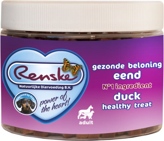 Renske Gezonde Beloning Mini Hartjes Hond Eend 300 gr