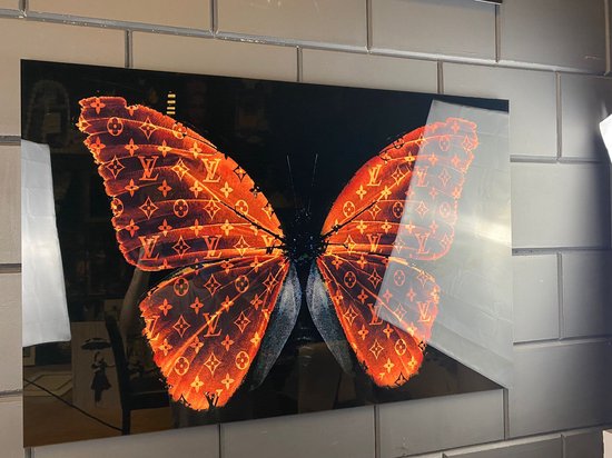 tableau papillon marron sur plexiglas 90/60cm