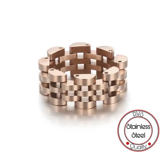 Jubilee Stijl Ring | Jubilee Ring | Rose | Schakelring Mannen | Staal | 9 mm | Cadeau voor Man | Pin Remover | Cadeau | Vaderdag | Vaderdag Cadeau | Cadeau voor Vrouw