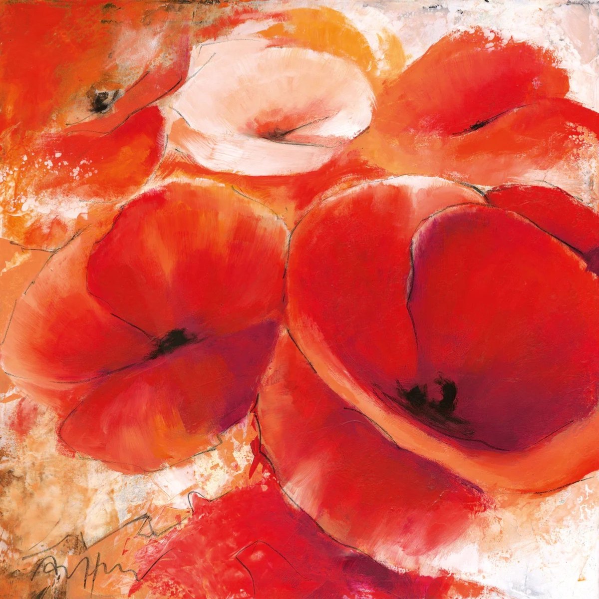 PGM Kunstdruk Thomas Aeffner - Mohnspiel 98x98cm Divers