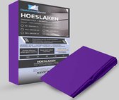 Dekbeddenwereld- hoeslaken- jersey- stretch- eenpersoons-90x200+30cm -geschikt voor boxspring- paars