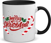 Akyol - kerst mok merry christmas koffiemok - theemok - zwart - Kerstmis - kerst beker - winter mok - kerst mokken - christmas mug - kerst cadeau - 350 ML inhoud