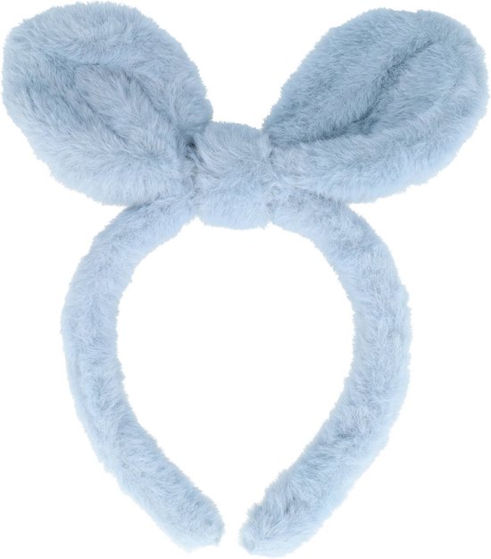 Haarband Diadeem Strik Oortjes Furry Blauw Hoofdband Imitatie Bont Fake Fur Fluffy Oren