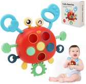 Jouets Montessori à partir de 1 an, jouets pour bébé 12-18 mois, corde à tirer en silicone crabe, speelgoed pour bébé, speelgoed sensoriels, speelgoed éducatifs pour 1-3 garçons et filles - Crabe