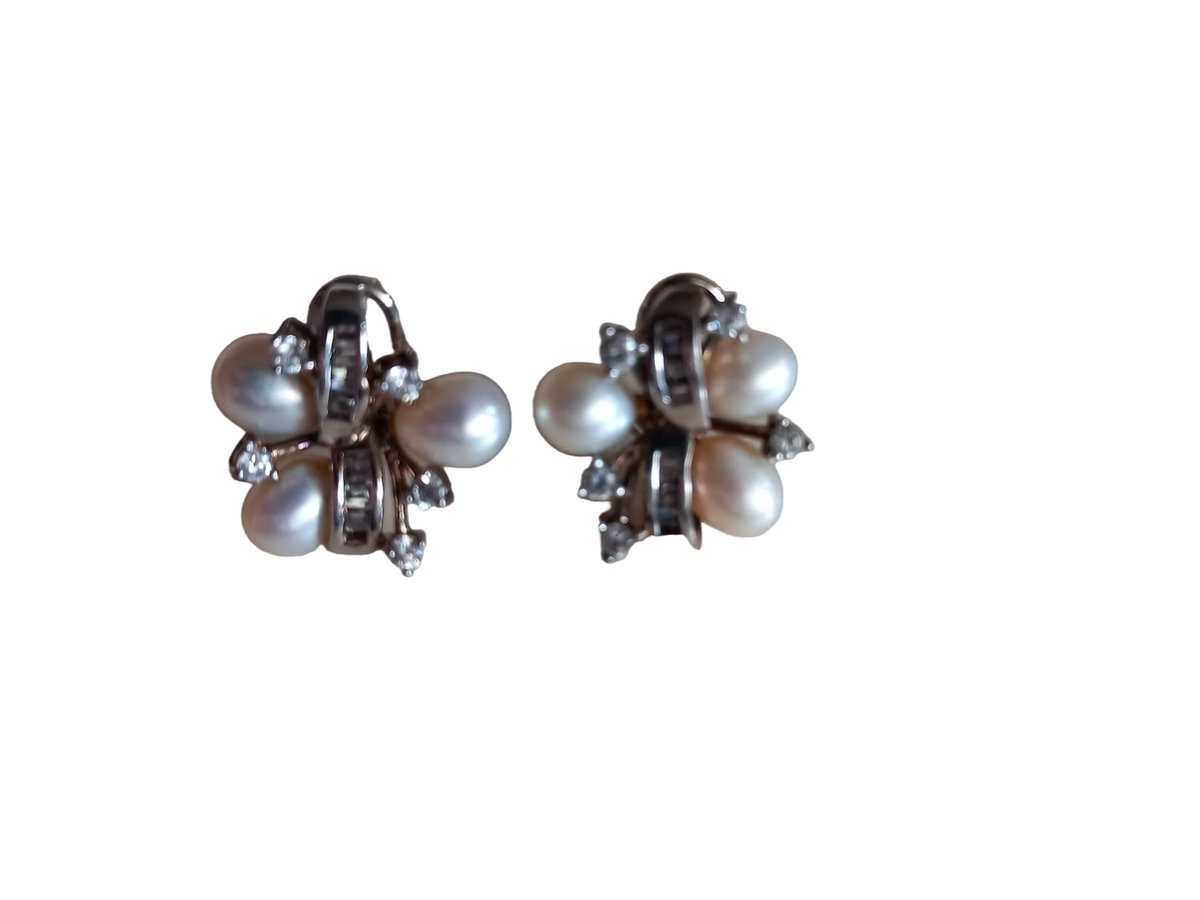 Gemstones-silver sterling 925 zilver oorstekers oorbellen oorclips zoetwaterparel met zirkonia