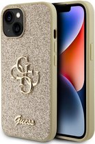 Guess 4G Logo Glitter Back Case - Geschikt voor Apple iPhone 15 (6.1") - Goud