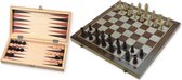 Hot sports Schaak-backgammon klapcassette hout bruin 29x29