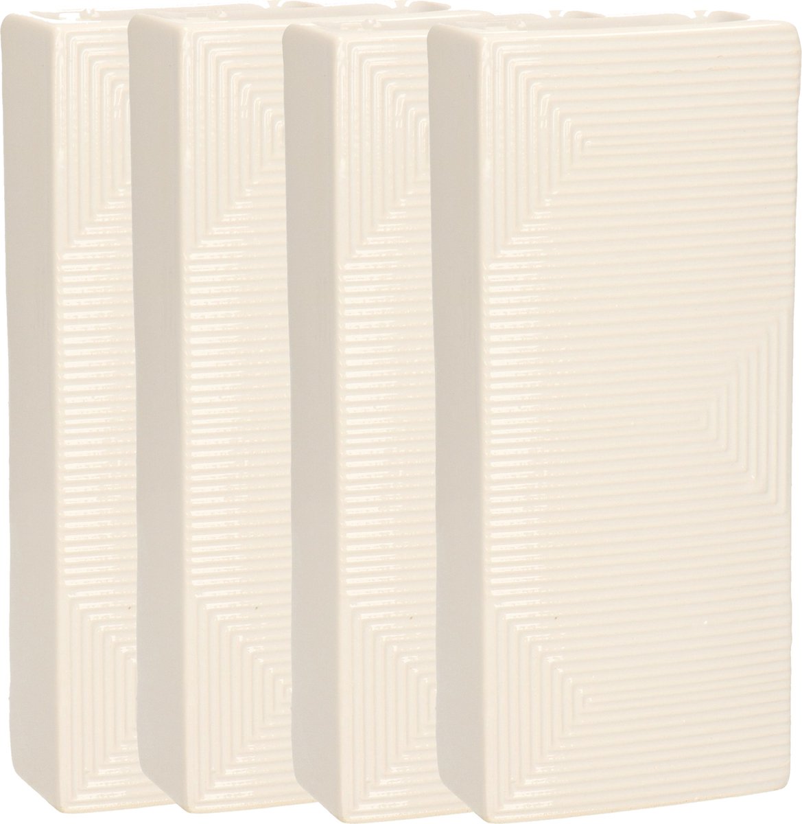 Luchtbevochtigers/waterverdampers radiator - 4x stuks - wit - aardewerk - L7,5 x H17,5