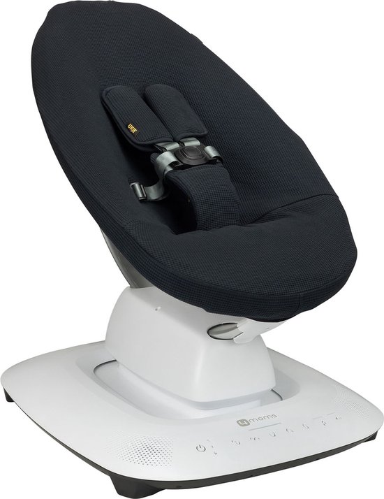 Ukje Wipstoelhoes geschikt voor 4Moms Mamaroo 5 Rockaroo Wipstoel - Hoes met Waterdichte Voering ter Bescherming van je Stoel - Perfecte Pasvorm - Met Gordelbeschermers - Makkelijk Wasbaar - Zacht Katoen - Zwart Wafelstof