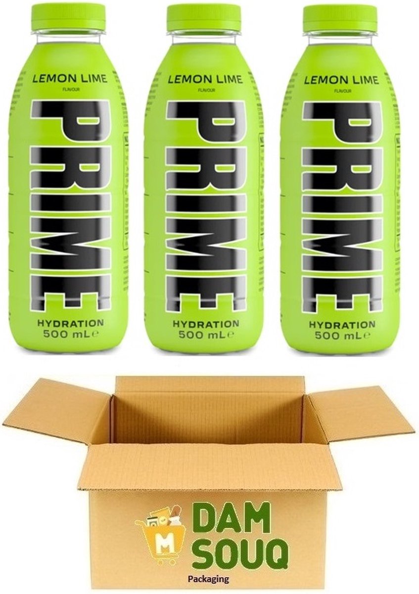 Damsouq® PRIME Hydration Drink Multipak Lemon Lime Fles (3x500ML) (UK) (STATIEGELD FLES)