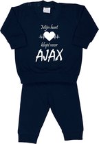 La Petite Couronne Pyjama 2-Delig "Mijn hart klopt voor AJAX" Unisex Katoen Zwart/wit Maat 80/86