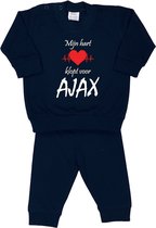 La Petite Couronne Pyjama 2-Delig "Mijn hart klopt voor AJAX" Unisex Katoen Zwart/wit/rood/wit Maat 92/98