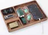 Wooden Storage Tray - Bedside Organiser, Valet Tray for Men, Walnut Storage Tray for Keys, Mobile Phone, Jewellery, Watch, Accessories - Gift for Him, Gift for Dad