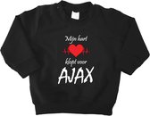 Mooie Baby Trui Sweater "Mijn hart klopt voor AJAX" Amsterdam Zwart/wit/rood/wit Met Lange Mouwen Warm Maat 68 Unisex