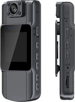 VB Bodycam rechargeable - Action Camera avec objectif rotatif à 180 degrés - Caméra Spy avec vision nocturne - Bodycam Police avec microphone - Porte-vélos inclus - Zwart