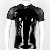 Latex wetlook shirt mannen - Transparante schouders - Ritssluiting - Glanzend - BDSM - Club