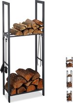 Relaxdays Porte-bûches - rangement bois de chauffage - porte-bûches - intérieur extérieur 150 x 60 x 30 cm
