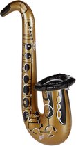 relaxdays Opblaasbare saxofoon - opblaasbaar instrument - party accessoires - goud