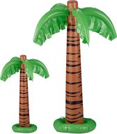 Relaxdays 2x opblaasbare palmboom - opblaas palmboom - deco - party - zwembad speelgoed