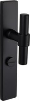 Lavuzo deurkruk Pesaro Zwart met rechthoekig schild WC63/8 badkamer Per Set | Zwart deurbeslag