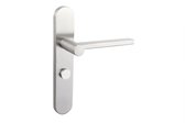 Lavuzo deurkruk Caserta RVS met afgerond schild WC63/8 badkamersluiting | Per set | Deurklink met schild