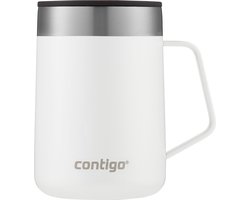 Contingo Streeterville Desk Mug, geïsoleerde roestvrij stalen thermoskoffiebeker met handgreep en deksel, houdt koffie en thee tot 5 uur warm, ideaal voor zowel kantoor als thuis, 410 ml | Salt