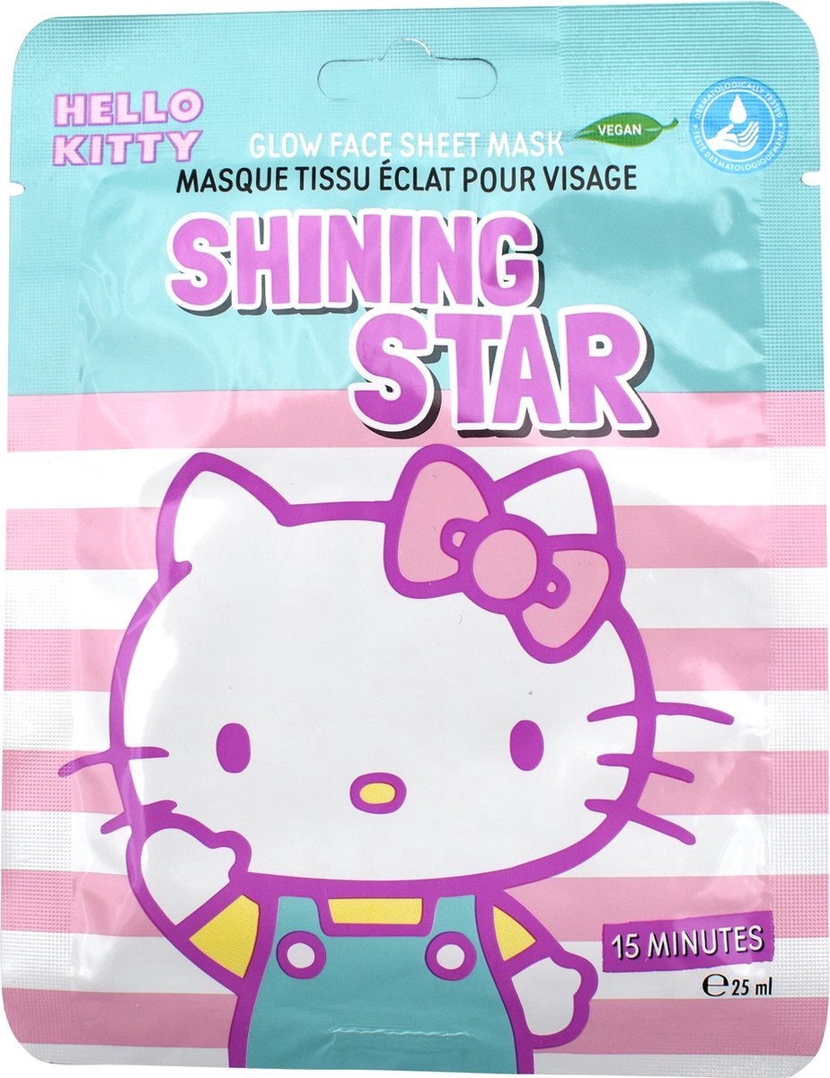 Hello Kitty Shining Star Gezichtsmasker - Hyaluronzuur - Roze Grapefruit - 12 stuks in Voordeelverpakking