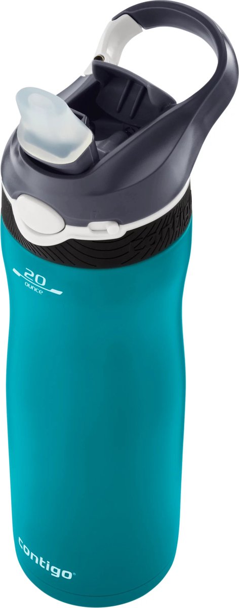Contigo Ashland Chill drinkfles met rietje, grote BPA-vrije roestvrijstalen waterfles, thermosfles lekvrij, houdt dranken tot 24 uur koel; voor sport, fietsen, joggen, wandelen, 590 ml | Scuba thumbnail 2