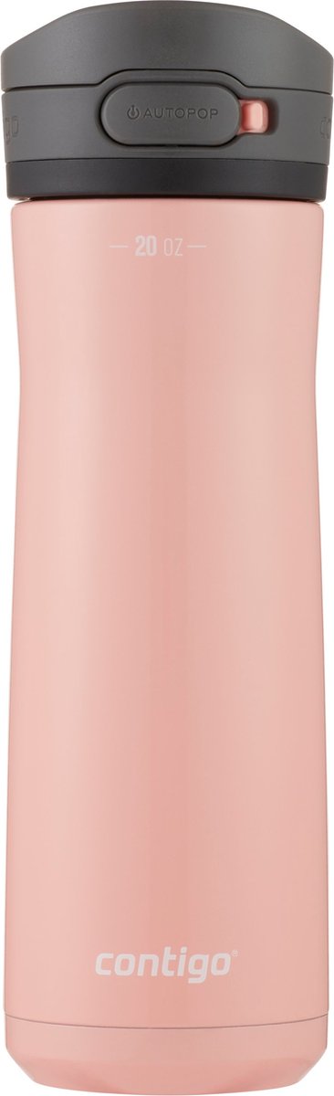 Contigo Jackson Chill drinks bottle large BPA-free stainless steel water bottle 100 % leakproof keeps drinks cool for up to 24 hours; insulated bottle for sports cycling jogging hiking 590 ml | Pink Lemonade