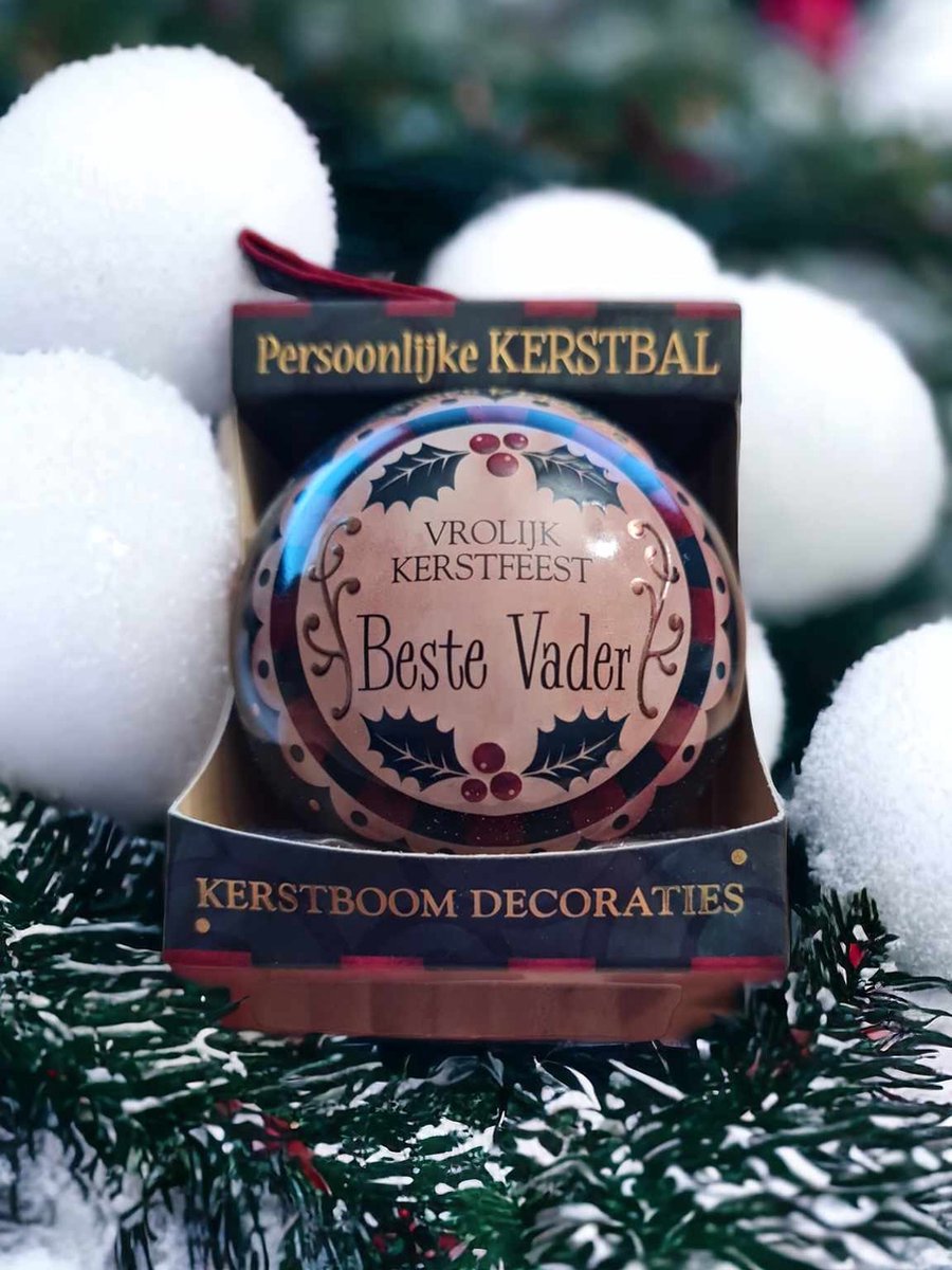 Persoonlijke kerstbal-BESTE VADER - spaarpot- cadeauverpakking - kerst- ornament -relief