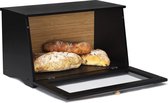 Accessoires Boîte à pain Récipient à pain en bambou Stockage du pain de qualité alimentaire facile à entretenir 39x21x23cm noir