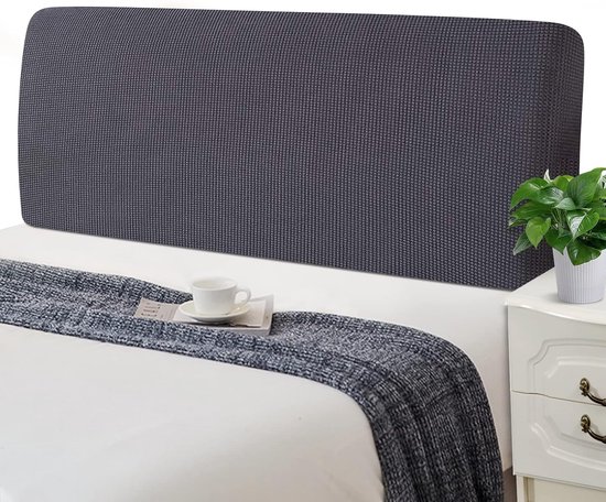 Beschermhoes voor hoofdbord van het bed, rekbaar, wasbaar, verdikt, jacquard, all-inclusive stofdicht, voor tweepersoonsbed, eenpersoonsbed, 120-140 cm, donkergrijs
