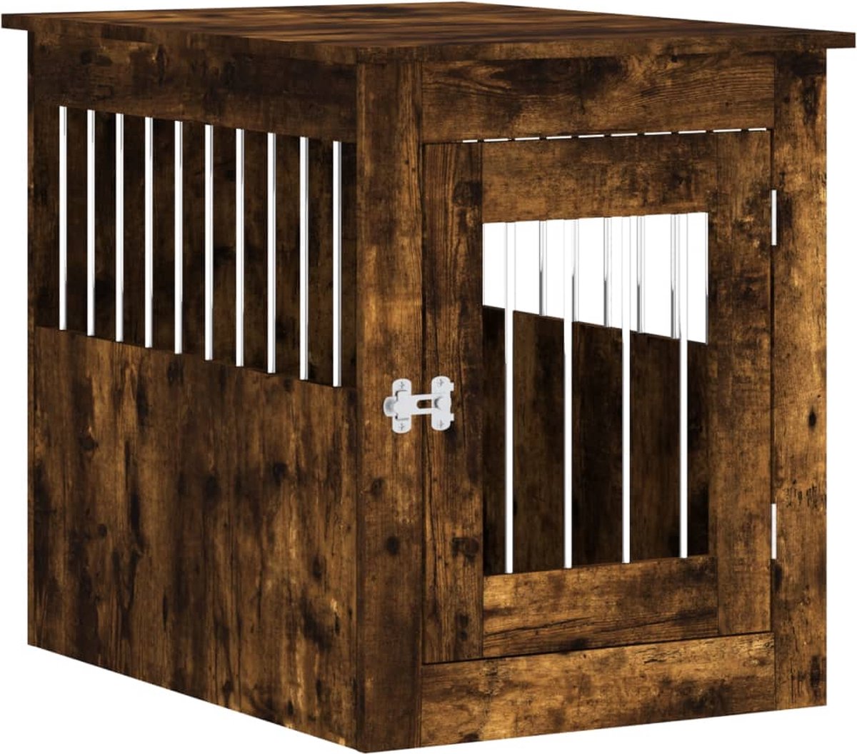 Bol.com vidaXL - Hondenbench - 55x75x65 - cm - bewerkt - hout - gerookt - eikenkleurig aanbieding