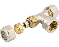 Bonfix Alu-knel messing knelkoppeling T-stuk 16mm met 1/2 binnendraad FRpF