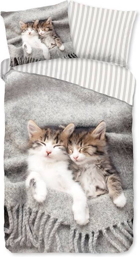 Vrolijke kids dekbedovertrek Kittens - 140x200/220 (eenpersoons) - scherp geprint - lijkt net echt - heerlijk zacht en soepel - huidvriendelijk en duurzaam - optimaal slaapcomfort