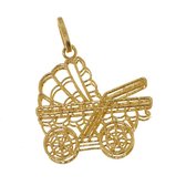Juwelier Zwartevalk 14 karaat gouden kinderwagen hanger - 46899