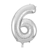Zilveren 6 Folie Ballon gevuld met Helium