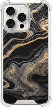 Casimoda® hoesje - Geschikt voor iPhone 15 Pro Max - Marbling - Shockproof case - Extra sterk - TPU/polycarbonaat - Goudkleurig, Transparant