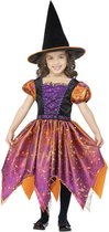 Costume Kinder Smiffys - Kids jusqu'à 12 ans - Sorcière Lune & Etoiles Oranje/ Violet