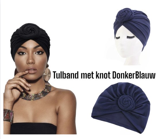 Cabantis Tulband met Knot - Hoofddeksel - Islamitisch - Tulband - Muts - Cabantis - Donkerblauw
